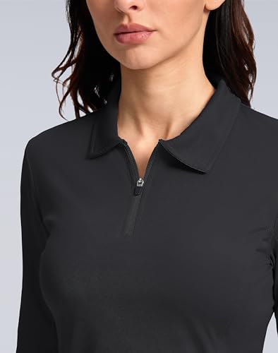 Women's Golf Shirts Lightweight UPF 50+ Long Sleeve Shirts UV Protection Quick Dry Cool Polo Shirts for Women Work Outdoor(Rose, XXL)