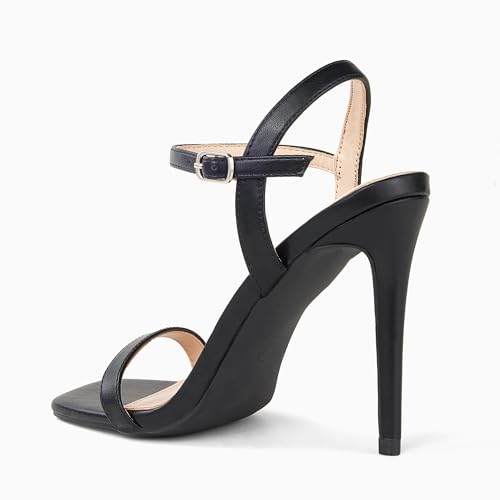 Elisabet Tang Women's High Heeled Sandals 4 Inch Strappy Sling Back Stilleto Open Square Toe Heels with Ankle Straps at Wedding Party Prom Work Dating Gold Size 7