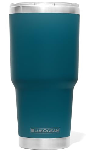 BlueOcean Classic 30 oz Tumbler Stainless Steel Travel Mug w/Pro-Slide Lid | Double Wall Vacuum Insulated | Perfect for Cold Drinks, Coffee Mug, Travel Cup, or Water Tumbler (Big Ocean Blue)