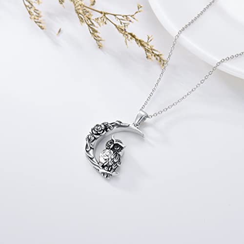 Owl Necklace Sterling Silver Owl Pendant Necklace April Birthstone Jewelry present for Women Grandmother Halloween Valentine's Day Mother's Day