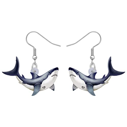 YAYAKO Acrylic Anime Shark Earrings Dangle Ocean Animals Jewelry Cute Shark Gifts for Shark Lovers Women Charms (Azure)