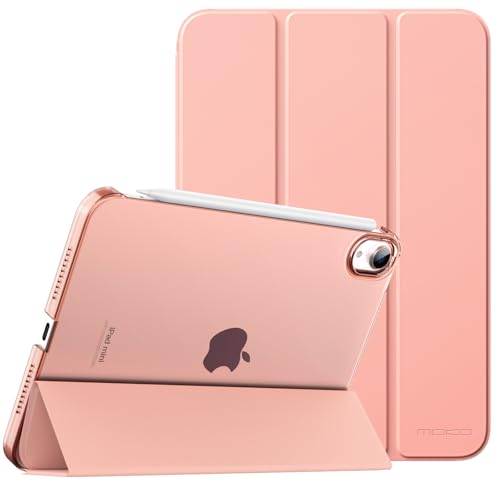 MoKo for iPad Mini 7 (A17 Pro) Generation Case 2024, iPad Mini 6 Case 2021, 8.3-inch Slim Lightweight Protective Hard Back PC Shell Stand Cover Support Touch ID, Auto Wake/Sleep, Raspberry