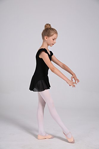 DANSHOW Ballet Leotards for Girls Long Sleeve Toddler Dance Skirt Dress,Crisscross Back,Double Hem Skirt(2142-L-09)