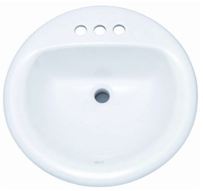 PROFLO PF194R Rockaway 19" Circular Vitreous China Drop In Bathroom Sink with Overflow and 3 Faucet Holes at 4" Centers - White