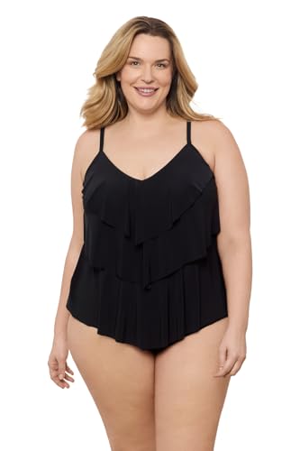Aqua Green Women's Standard Triple Tier Tankini Top, Fleurette