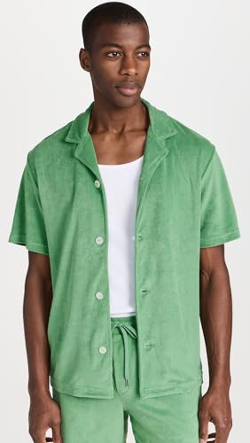 PS Paul Smith Men's Towelling Lounge Shirt, Bottle Green
