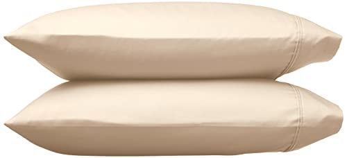 Amazon Basics 400 Thread Count Cotton Pillow Case, Standard, 30" L x 20" W, Beige - Set of 2, Pillows Not Included