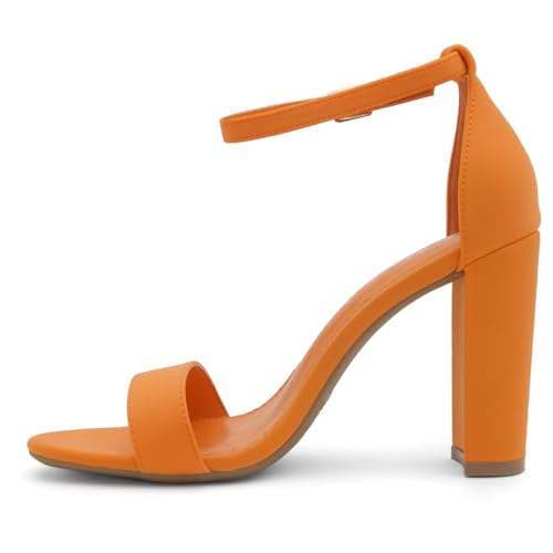 Herstyle Rosemmina Women’s Chunky Block Heels Open Toe Dress Heeled Sandals Ankle Strappy High Heel Pumps Shoes for Prom Wedding Party Office, Nude, Size 11.0