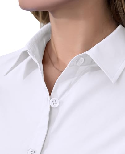 siliteelon Short Sleeve Button Dress Shirts for Women Cotton Button Down Shirts for Women Slim Fit Blouse Top 3/4 Sleeve Royal Blue