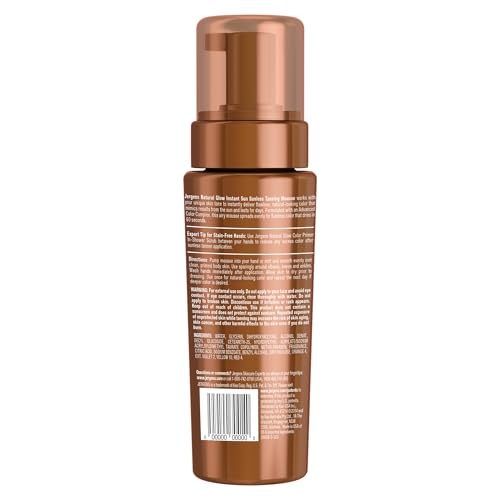 Jergens Natural Glow Instant Self Tanner Mousse, Sunless Deep Bronze Tan, Sunless Self-tanner, for a Natural-looking Tan, 6 Oz, Pack of 2