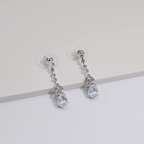 UDYLGOON Bride Rhinestone Crystal Earrings Necklace Jewelry Set for Bridesmaid Bride Wedding Costume Prom (Black)