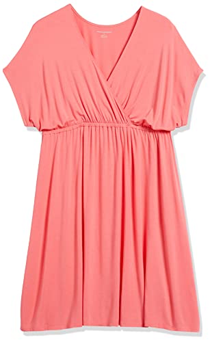 Amazon Essentials Women's Surplice Dress (Available in Plus Size), Dark Olive, XX-Large