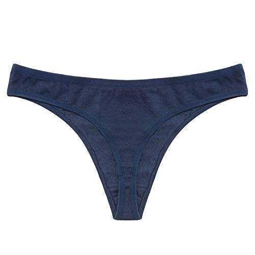 ANZERMIX Women's Breathable Cotton Thong Panties Pack of 6 (6-pack Dark Vintage, Medium)