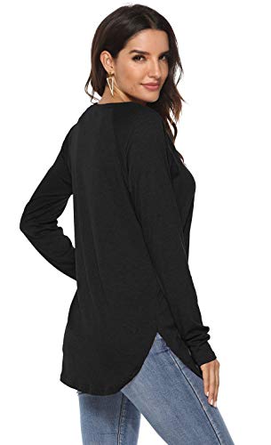 Newchoice Tunic Tops for Leggings for Tall Women Basic Tees Long Sleeve Tshirts (M,White)