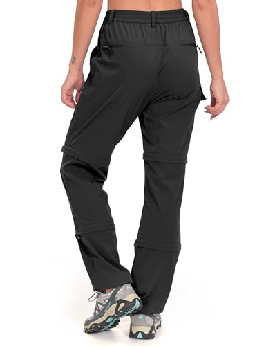 Little Donkey Andy Women's Stretch Convertible Pants, Zip Off Quick Dry Hiking Pants Black Size XS