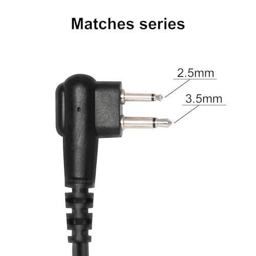 10PCS Walkie-Talkie-Compatible 2-Pin Earpiece with Mic, Covert Air Tube Design, Big PPT Compatible for CP185, CP200, CP200D, RDM2070D, BPR40, Black, Ideal for Professional Communication