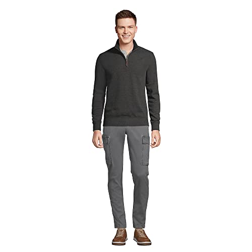 Lands' End Mens Bedford Rib Quarter Zip Sweater Dark Charcoal Heather Big and Tall 3xlt