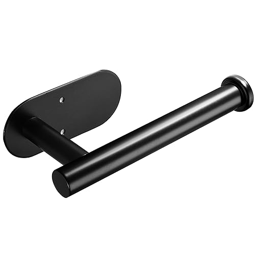 YIGII Adhesive Toilet Paper Holder - Self Adhesive Black Toilet Paper Roll Holder Wall Mount for Bathroom and Kitchen, SUS-304 Stainless Steel