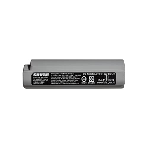 Shure GLX-D+ Dual Band SB904 Lithium-Ion Rechargeable Battery with up to 12 Hours of Runtime, Compatible with GLXD+ Digital Wireless Systems (GLXD1+ Bodypacks and GLXD2+ Handheld Transmitters)