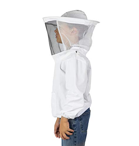 VIVO White Youth Medium Beekeeping Suit, Jacket, Pull Over, Smock with Veil BEE-V105Y