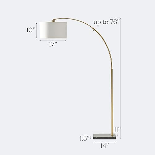 Brightech Logan Arc Floor Lamp, Bright Standing Lamp for Living Rooms, Offices & Bedrooms, Modern Living Room Décor, Tall Hanging Floor Lamp for Reading and More – Gold/Brass