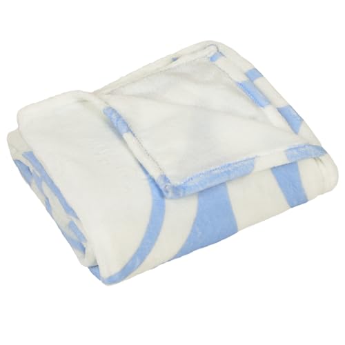 Frienda Preppy Throw Blanket Smile Face Cute Flannel Soft Plush Fuzzy Blanket Preppy Bedding Stuff for Dormitory Living Room 50" x 60"(Blue Distort Smile Face)