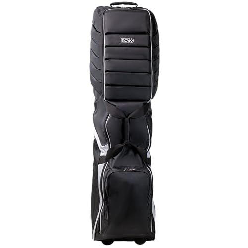 Izzo Golf Premium Golf Travel Cover Black/White - Golf Travel Bag for Golf Clubs