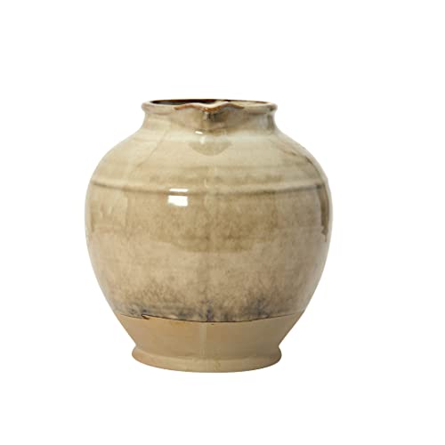 Creative Co-Op Stoneware, Reactive Glaze Pitcher, 8" L x 7" W x 7" H, Greige