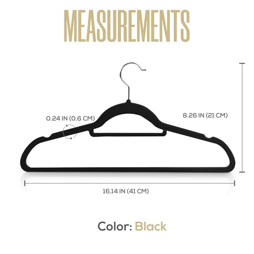 Utopia Home Premium Velvet Hangers 20 Pack - Non-Slip Clothes Hangers with Tie Bar - Black Hangers - Standard Hangers with 360 Degree Rotatable Hook - Heavy Duty Coat Hangers