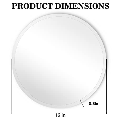 Circle Mirror 16 Inch, Frameless Round Bathroom Mirror Wall Mouted with Beveled Edge for Bedroom Living Room Entryway
