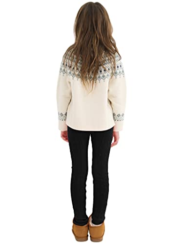 Resinta 1 Pair Toddler Girls Cotton Fleece Lined Leggings Thick Thermal Pants Warm Cable Knit Velvet Tights Black