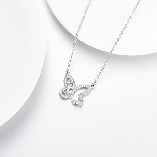 VIJASHOP Women's Butterfly Necklace Cubic Zirconia Butterfly Pendant Dainty Butterfly Jewelry Gifts for Girlfriend Daughter