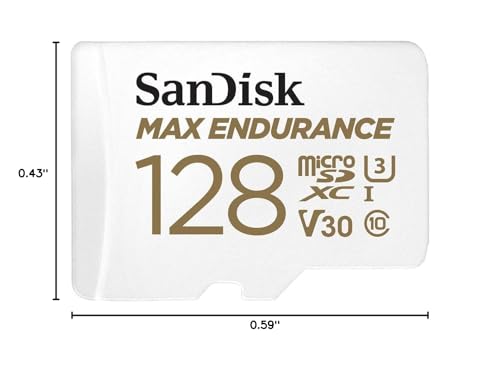 SANDISK 128GB MAX Endurance microSDXC Card with Adapter for Home Security Cameras and Dash cams - C10, U3, V30, 4K UHD, Micro SD Card - SDSQQVR-128G-GN6IA