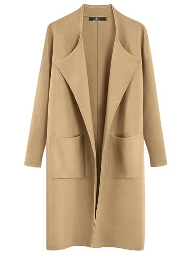 LILLUSORY Women's Chunky Oversized Cardigans Long Sleeve Knit Long Sweaters Dressy Over Dress Jackets Outerwear Camel, Small