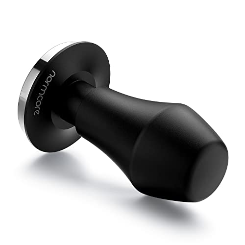 Normcore 45.5mm Spring Loaded Coffee Tamper V4 Fits Flair Pro, Pro 2, 304 Stainless Steel Flat Base, Ergonomic Anodized Aluminum Handle, Black