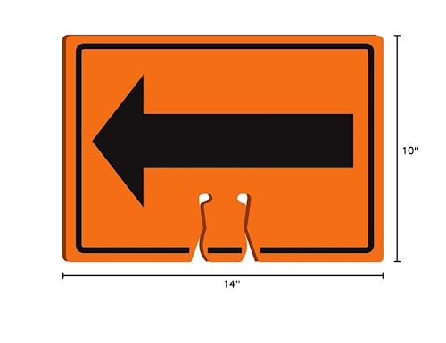 AccuformNMC "(Reversible Arrow)" Traffic Cone Top Sign, Combine With Orange Cones to Create a Warning Sign, 10" x 14" Plastic Cone Sign, Made in the USA, FBC748