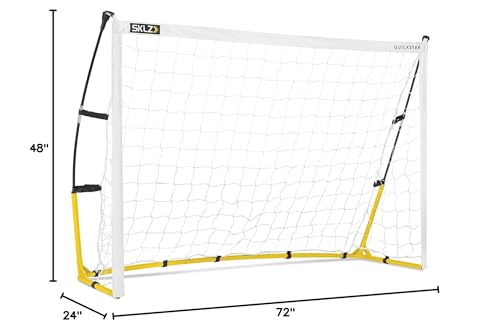SKLZ Quickster Soccer Goal Portable Soccer Goal and Net, White, 6 x 4 Feet