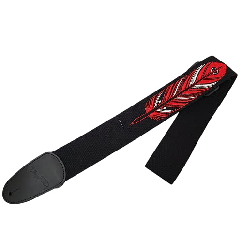 Henry Heller Guitar Strap (HDH-01), Black - Feather Design