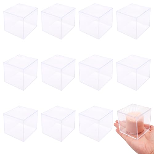 GDFYMI 12Pcs Clear Acrylic Box, Mini Storage Box with Lid Acrylic Containers Plastic Square Cube for Display Jewelry Candy Pill-2.1x 2.1x 2.1