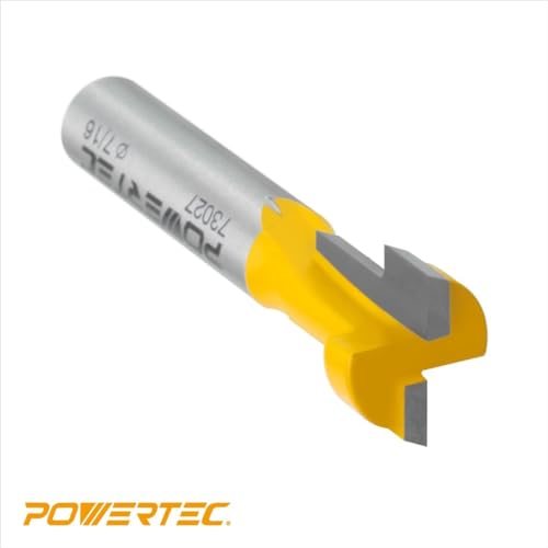 POWERTEC 72091 T Track Knob Kit with T Slot Router Bit, 1/4-20 x 1-1/2" Hex Bolts, Washers, Knobs and Carbide Tipped Router Bit 7/16" Dia. x 3/16" H x 1/4" Shank, T Track Accessories