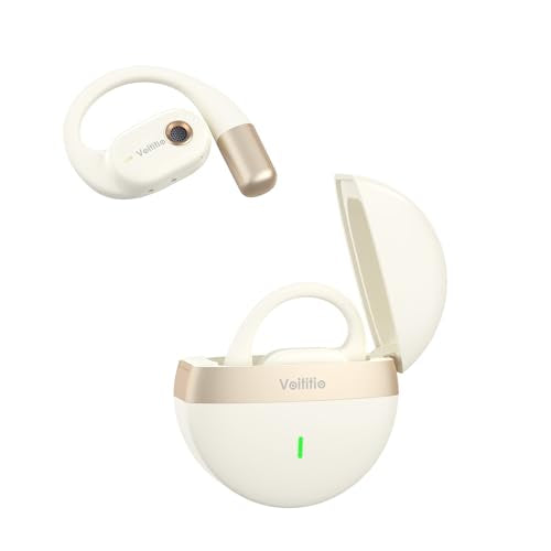 voititio Open Ear Headphones, Wireless Earbuds Bluetooth 5.3 with Ear Hooks for 40Hrs Playtime, Touch Control Air Conduction Sport Headsets IPX6 Waterproof for Walking Running Workout, Beige
