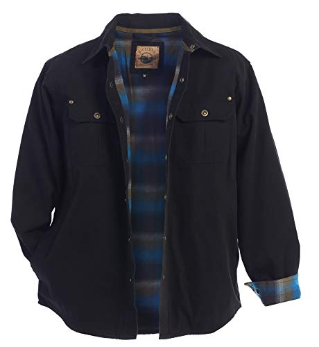 Gioberti Men's 100% Cotton Brushed and Soft Twill Shirt Jacket with Flannel Lining, Black, S
