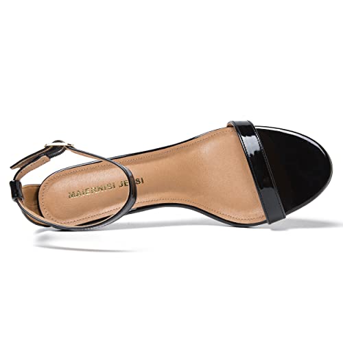 MAIERNISI JESSI Unisex Men's Women's Sandals Ankle Strap Kitten High Heel Patent Pink EU46 - US 14.5 Women/13 Men