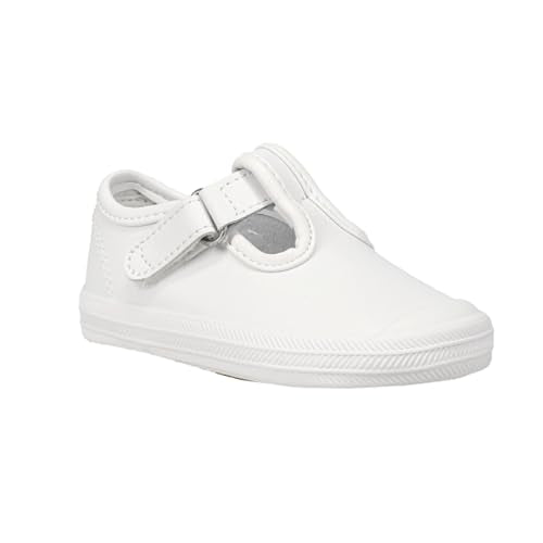 Keds baby girls Champion Lace Toe Cap T-strap Sneaker, White, 3 Little Kid US