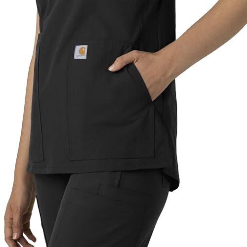 Carhartt Women's Notch Neck Tunic Scrub Top, Wine