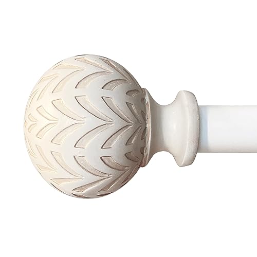 Hermosa 26-48 Inch Adjustable Curtain Rod Set, 5/8 Inch Diameter in Antique White