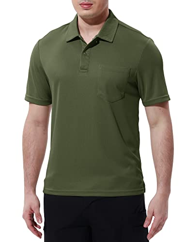 TBMPOY Men's Polo Golf Shirts Short Sleeve Quick Dry Casual Sports Business Shirt with Pocket Wine Red S