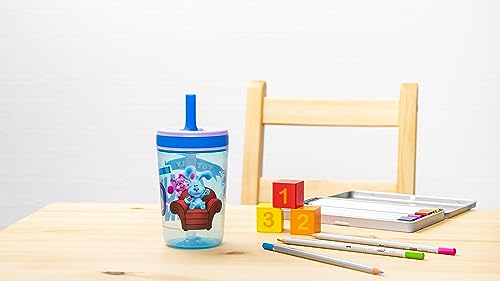 Zak Designs 15oz Blue's Clues Kelso Tumbler Set, Leak-Proof Screw-On Lid with Straw Made of Durable Plastic and Silicone, Perfect Bundle for Kids, 1 Count (Pack of 1)