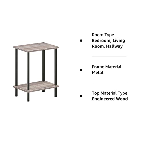 HOOBRO End Table, Small Side Table, Nightstand with 2-Layer Storage Shelves, Sofa Table for Small Spaces, Living Room, Bedroom, Stable Frame, Easy Assembly, Black BB09BZ01