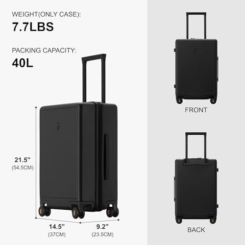 LEVEL8 Elegance Carry On Suitcase, 20 Inch Carry On Luggage with Wheels, Hardside Large Suitcases with Wheels, Tsa Lock,20-Inch, Black